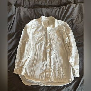J Crew Womens Size M White Shirt 100% Cotton Long Sleeve Button Down